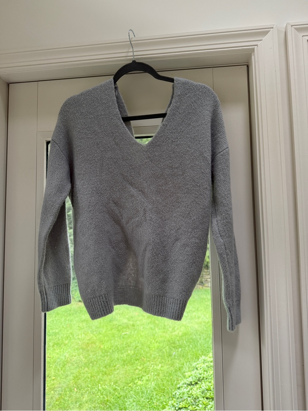 Classic V-Neck Women's Light Gray Sweater